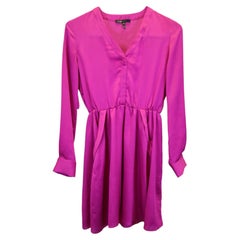 Maje V-Neck Mini Dress in Magenta Silk