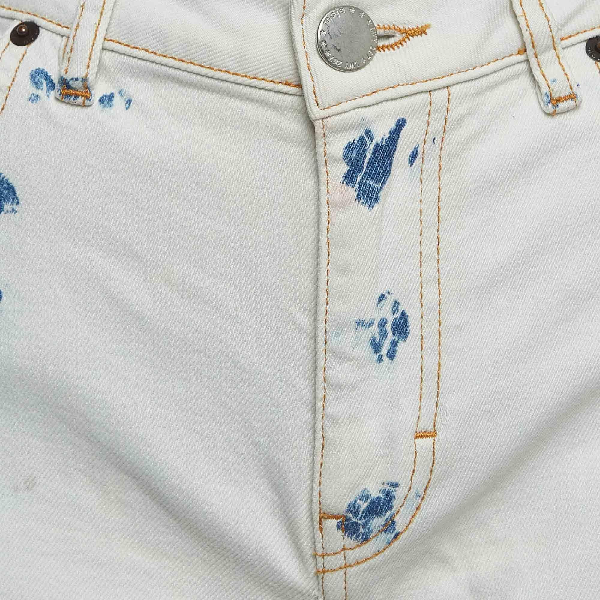 Gray Maje White Denim Raw Edge Detail Jeans S Waist 30'' For Sale