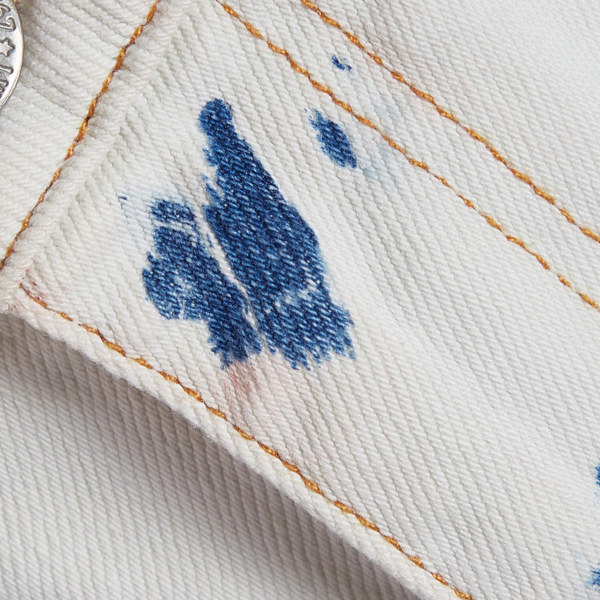 Maje White Denim Raw Edge Detail Jeans S Waist 30'' In Good Condition For Sale In Dubai, Al Qouz 2