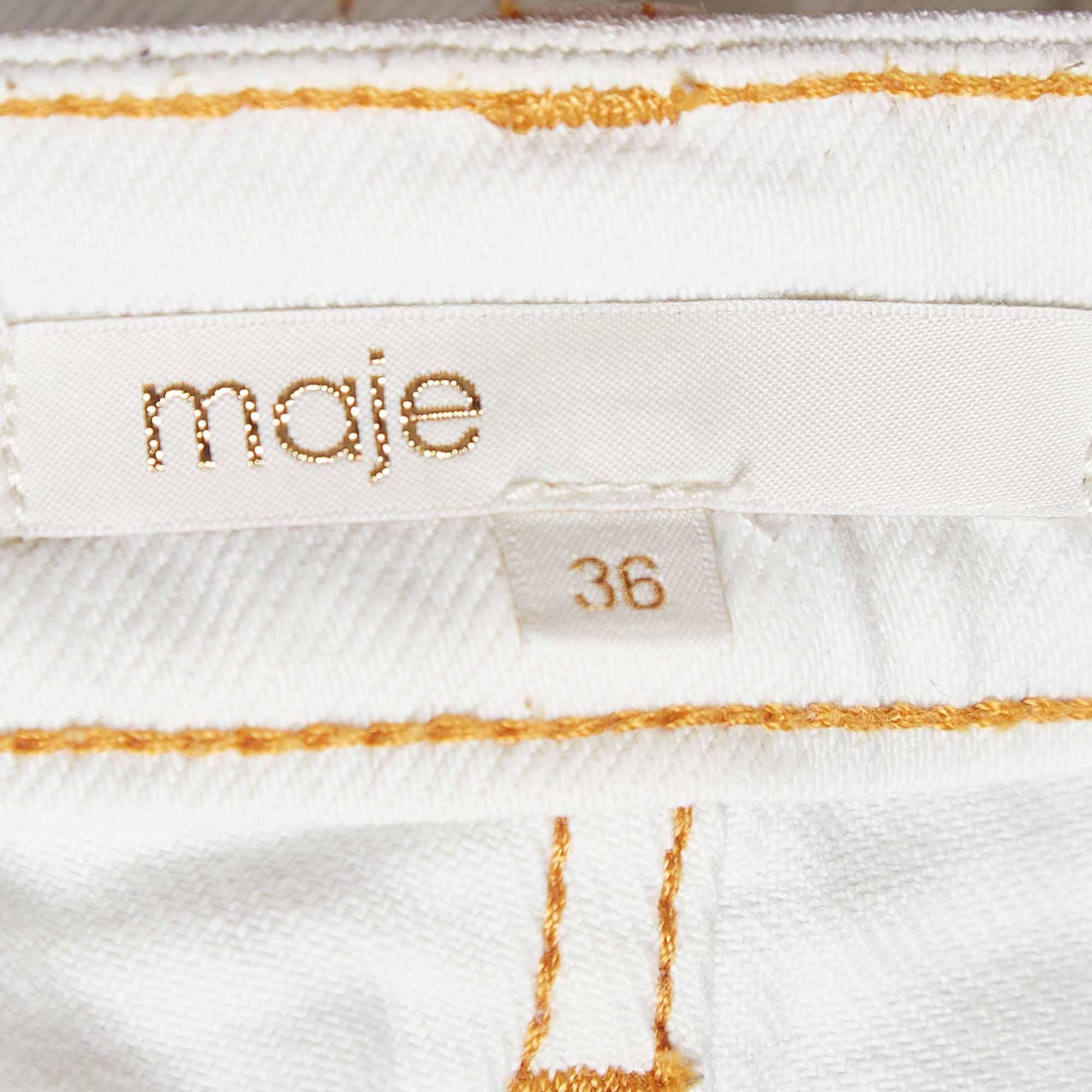 Women's Maje White Denim Raw Edge Detail Jeans S Waist 30'' For Sale