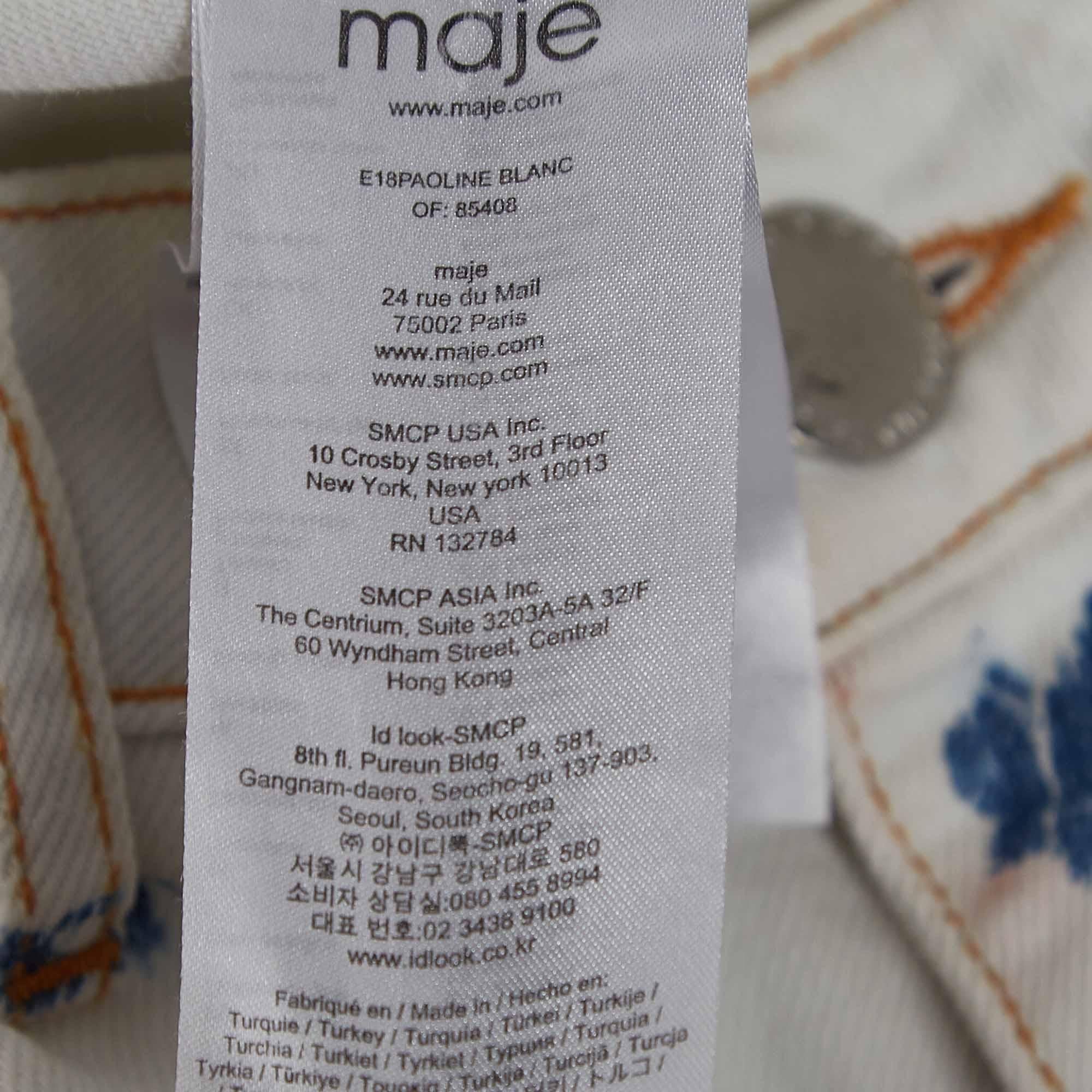 Maje White Denim Raw Edge Detail Jeans S Waist 30'' For Sale 2