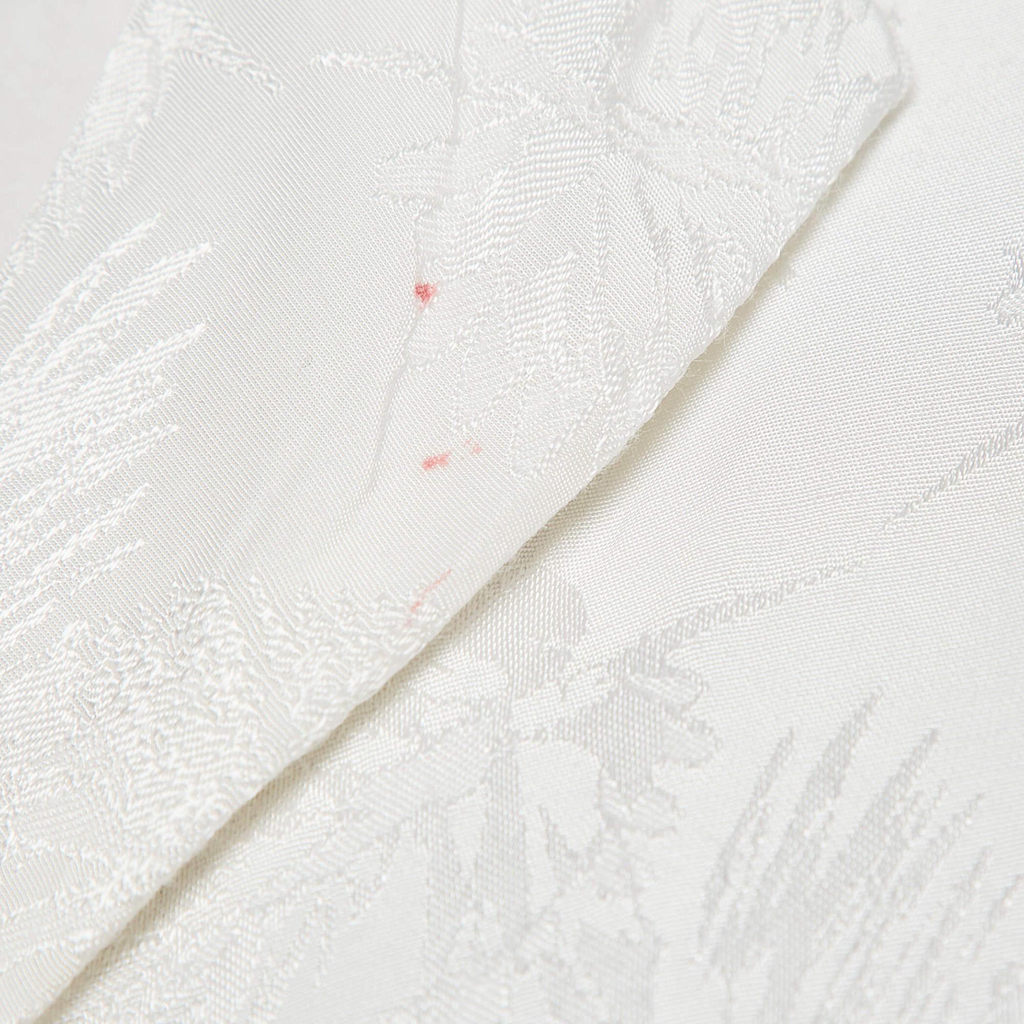 Maje White Ecru Jungle Jacquard Satin Shirt M In Fair Condition For Sale In Dubai, Al Qouz 2