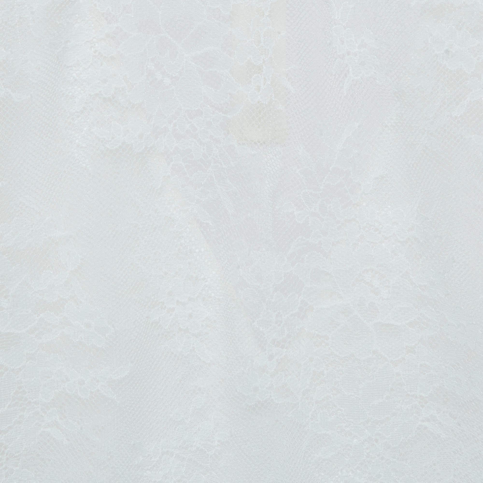 Gray Maje White Floral Lace Semi Sheer Top S For Sale