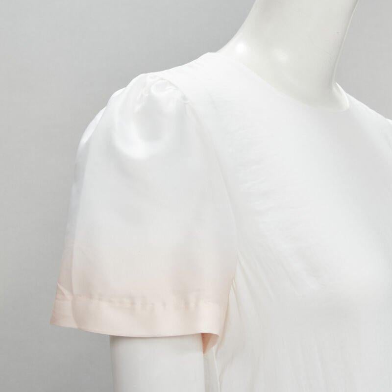 MAJE white pink dip dye ruffle petal tiered midi dress FR38 M For Sale 1