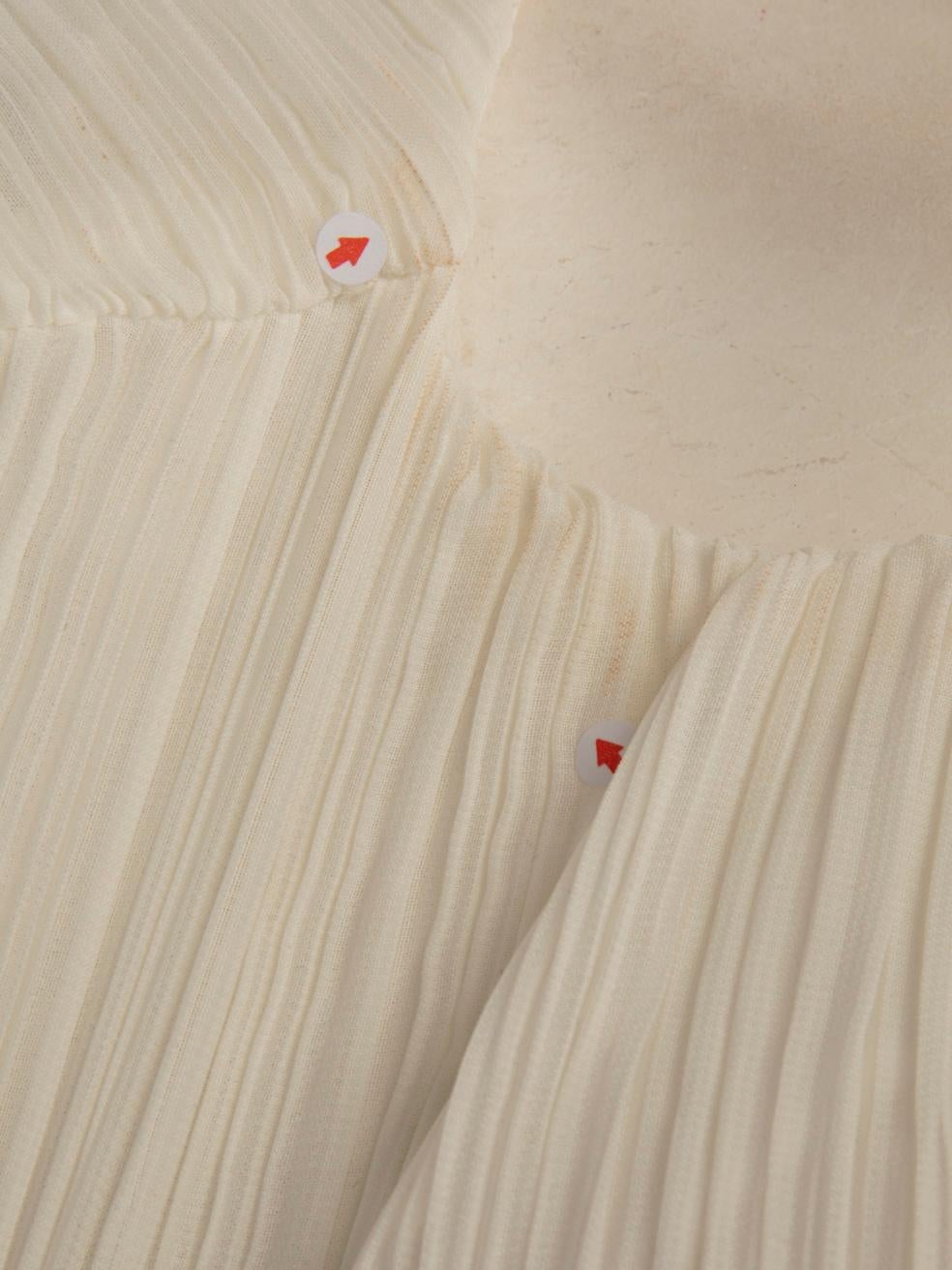 Maje White Pleated Short Sleeve Top Size S For Sale 1