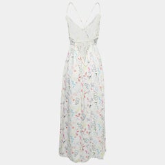 Maje White Printed Crepe Lace-Up Retake Midi Dress L