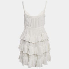 Maje White Swiss Dots Chiffon Tiered Rustivan Short Dress L