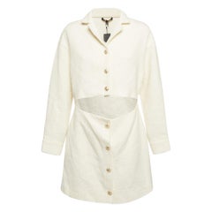 Maje White Tweed Open Front Detail Mini Dress L