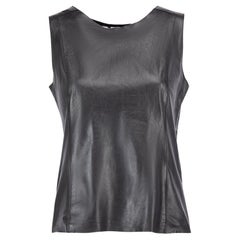 Maje Women's Black Leather Vest Top
