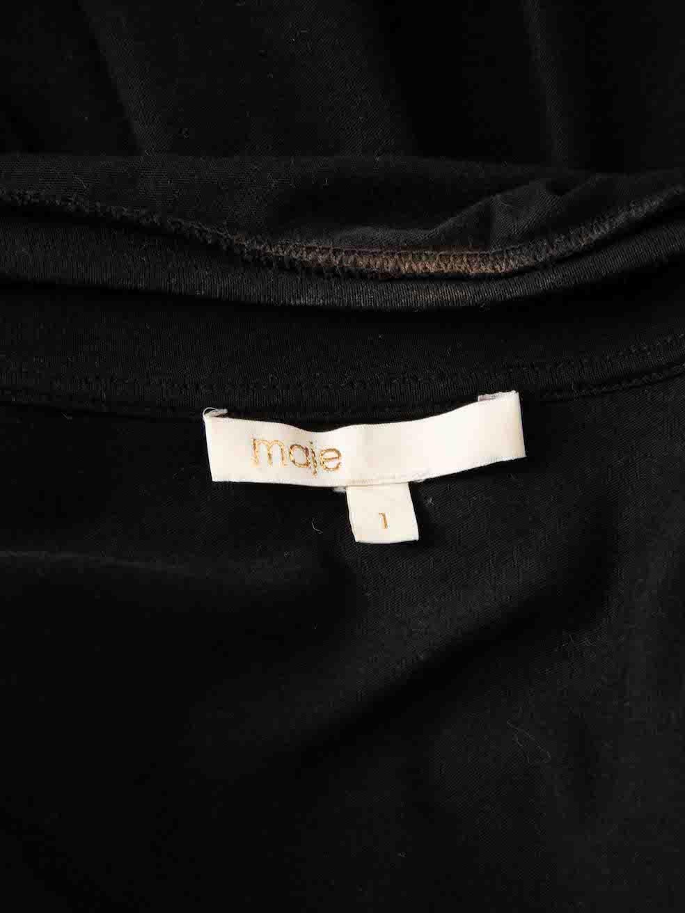 Maje Women's Black Loose Fit Shirring Detail T-shirt For Sale 1
