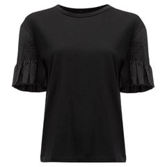Maje Women's Black Loose Fit Shirring Detail T-shirt