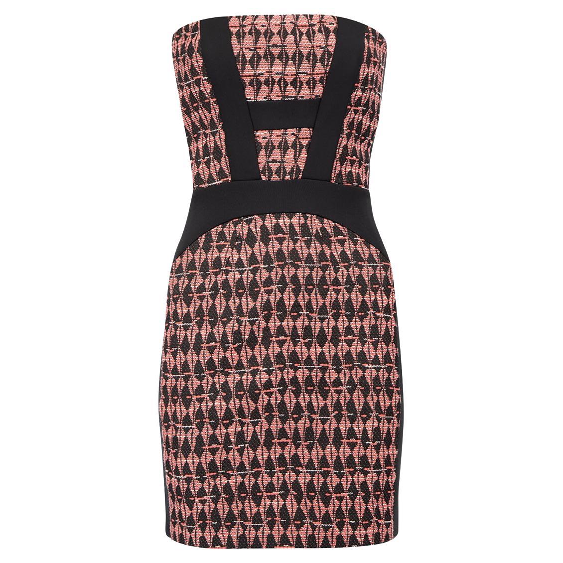 Maje Women's Black & Pink Abstract Pattern Strapless Mini Dress