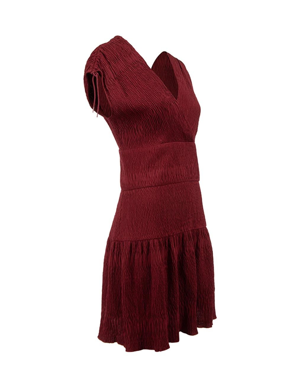 CONDITION is Very good. Hardly any visible wear to dress is evident on this used Maje designer resale item.




Details


Burgundy

Viscose

Mini dress

Textured

V neckline

Drawstring on shoulder

Back zip closure





Made in