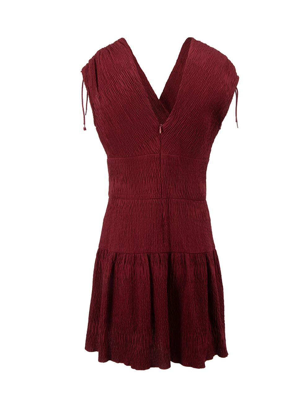 Red Maje Women's Burgundy Textured V Neck Mini Dress