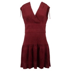 Maje Women's Burgundy Textured V Neck Mini Dress