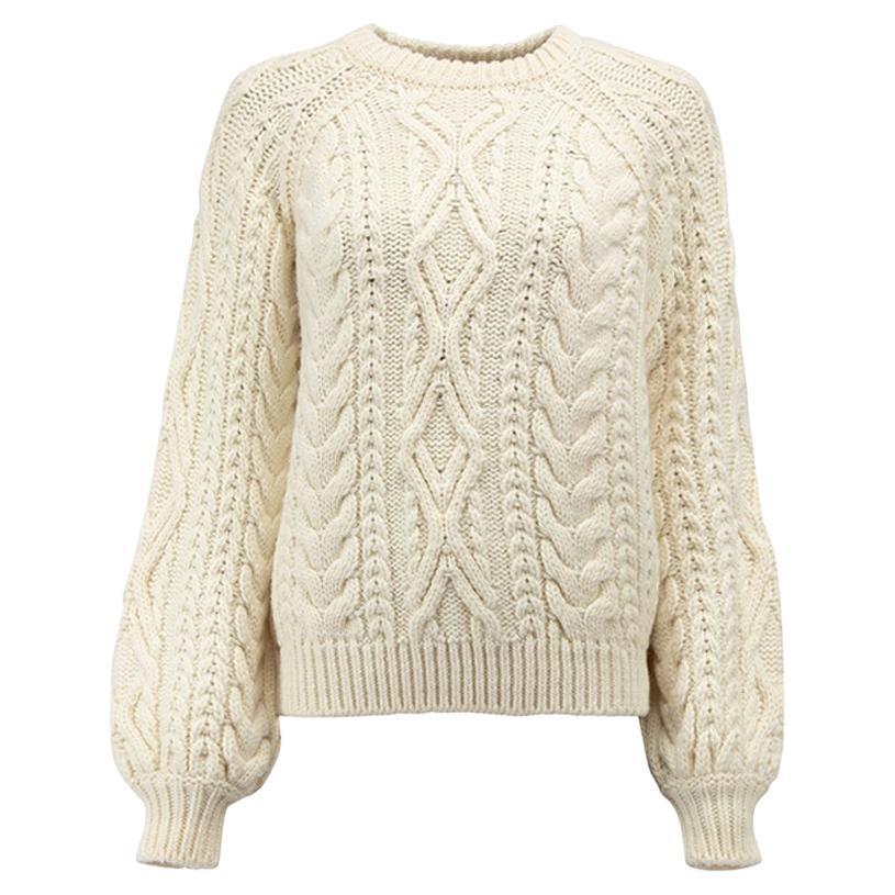 Maje Women's Cream Cable Knit Jumper For Sale