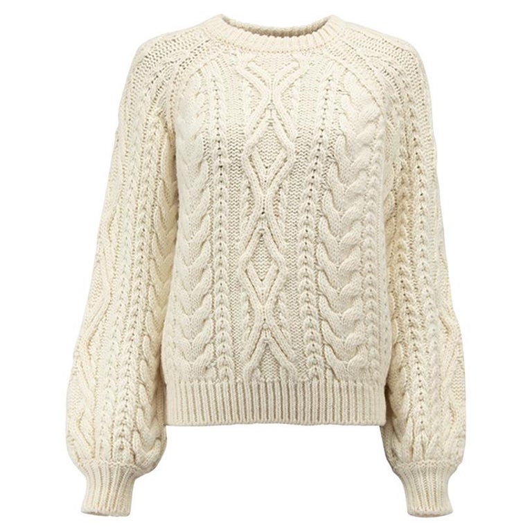 Maje Women's Cream Cable Knit Jumper For Sale at 1stDibs