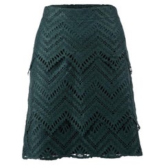 Maje Women's Green Lace Layered A-line Skirt