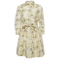 Maje Yellow Reality Floral Embroidered Organza Shirt Dress S