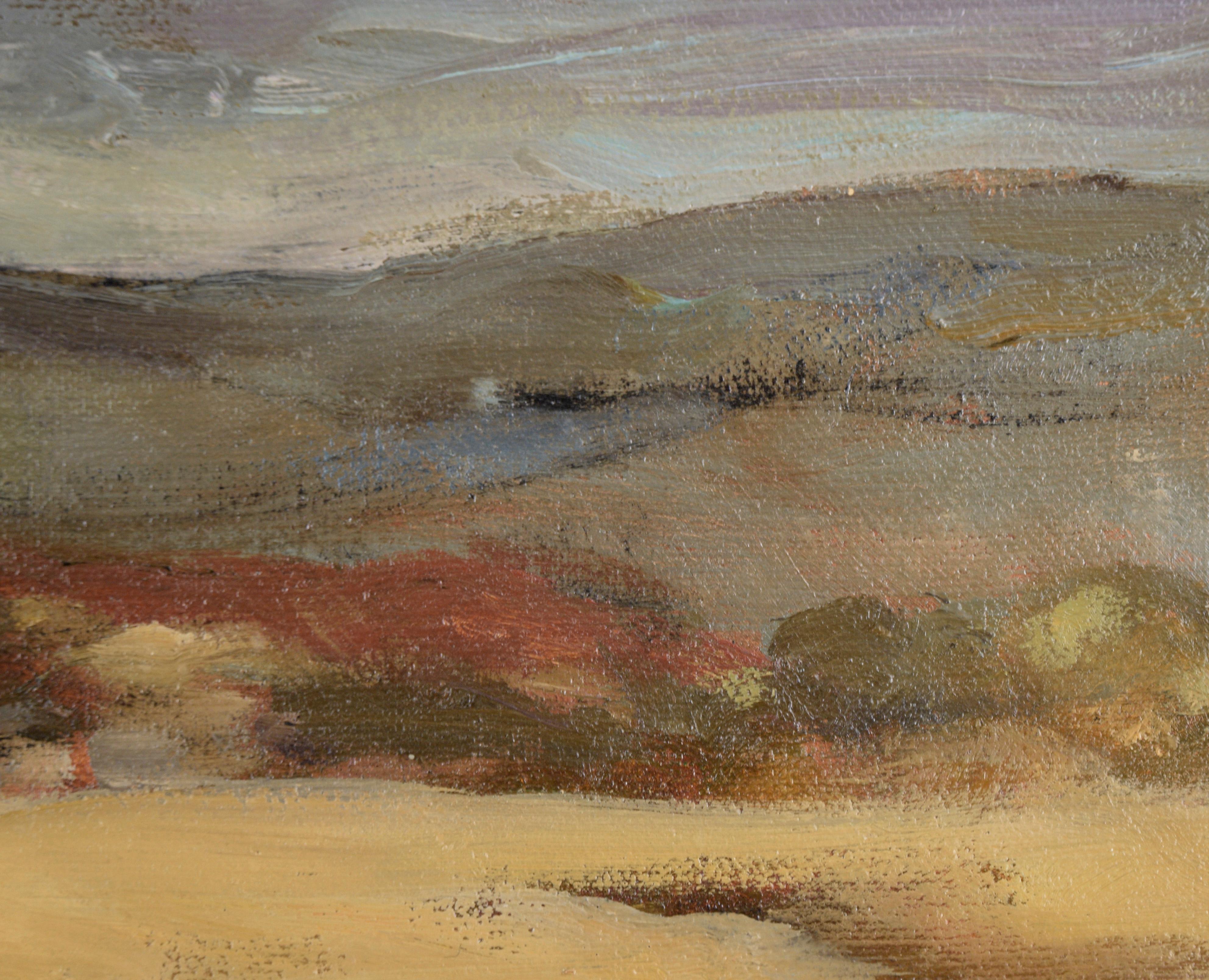 Valle Dorado del Norte de California - Paisaje agrícola al óleo sobre lienzo - Landscape Painting Marrón de Majel Logan