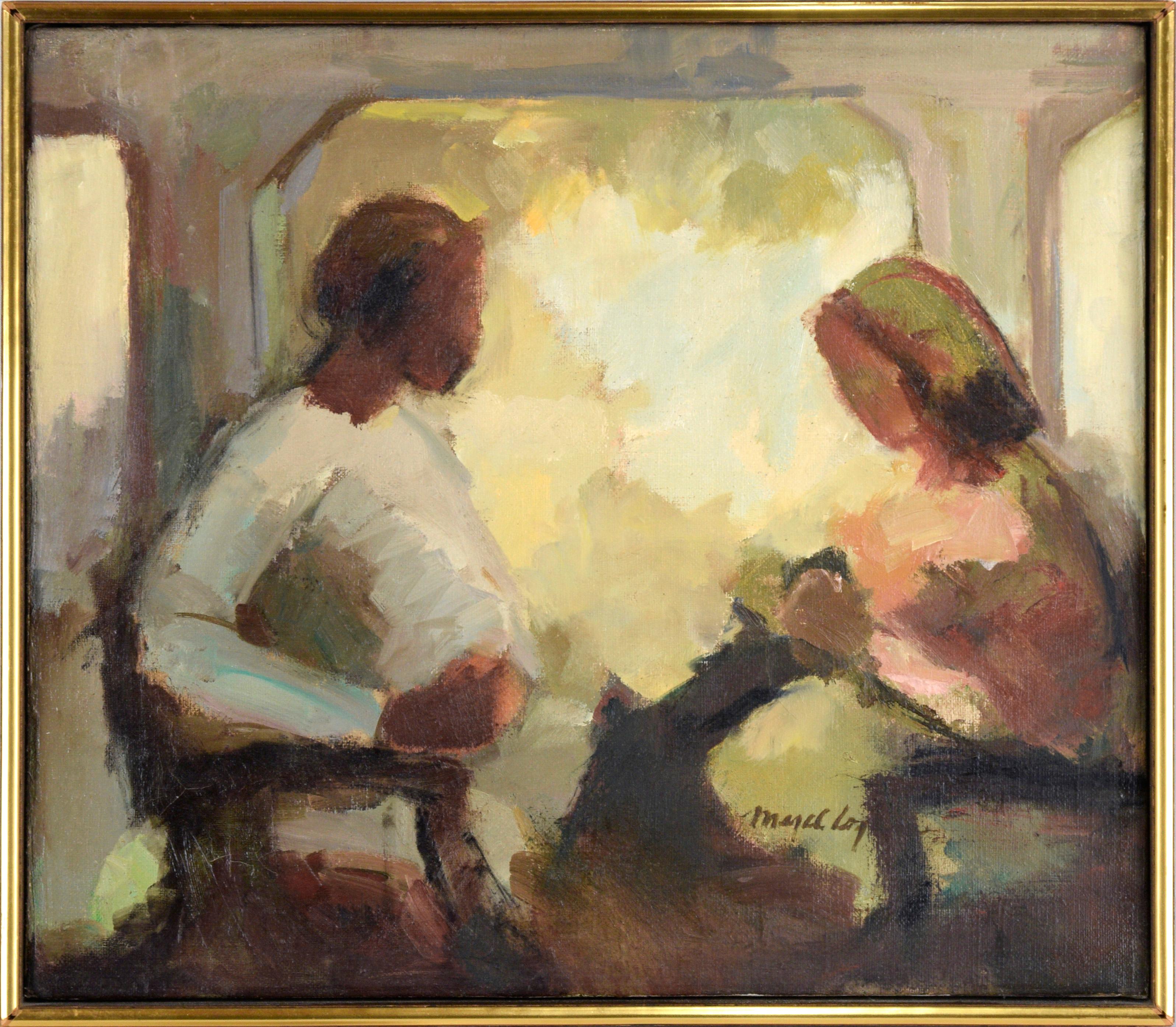 Majel Logan Landscape Painting - "Porch People" - Figurative Composition in Oil on Linen