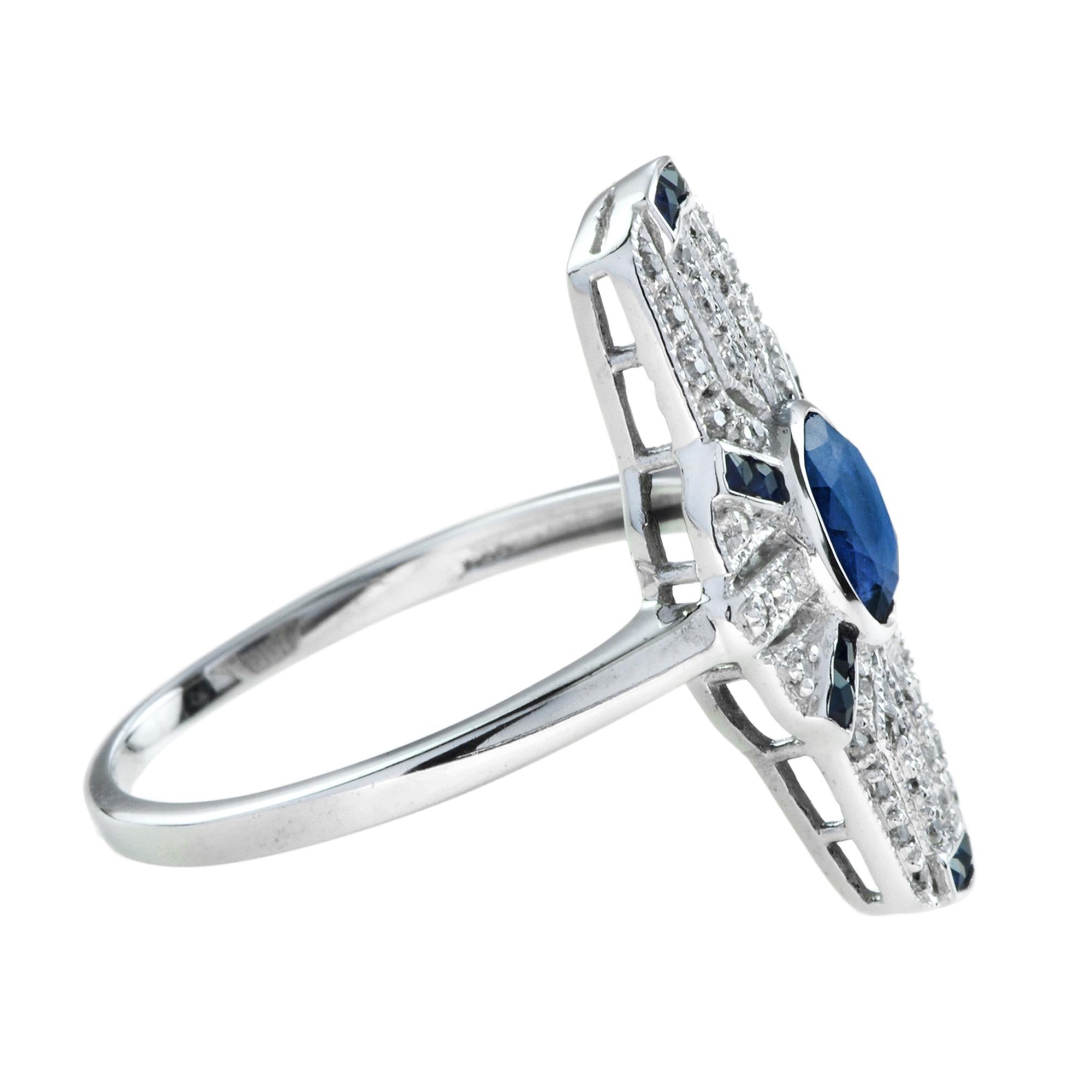 For Sale:  Art Deco Style Ceylon and Diamond Ring in Platinum 3