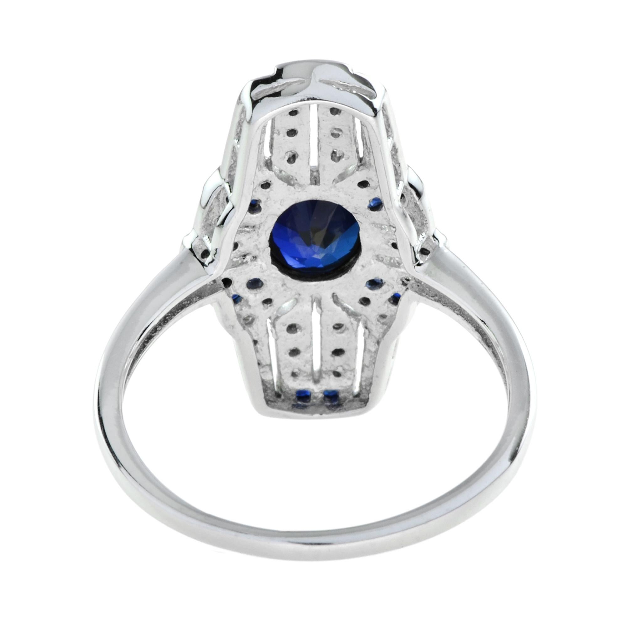 For Sale:  Art Deco Style Ceylon and Diamond Ring in Platinum 4