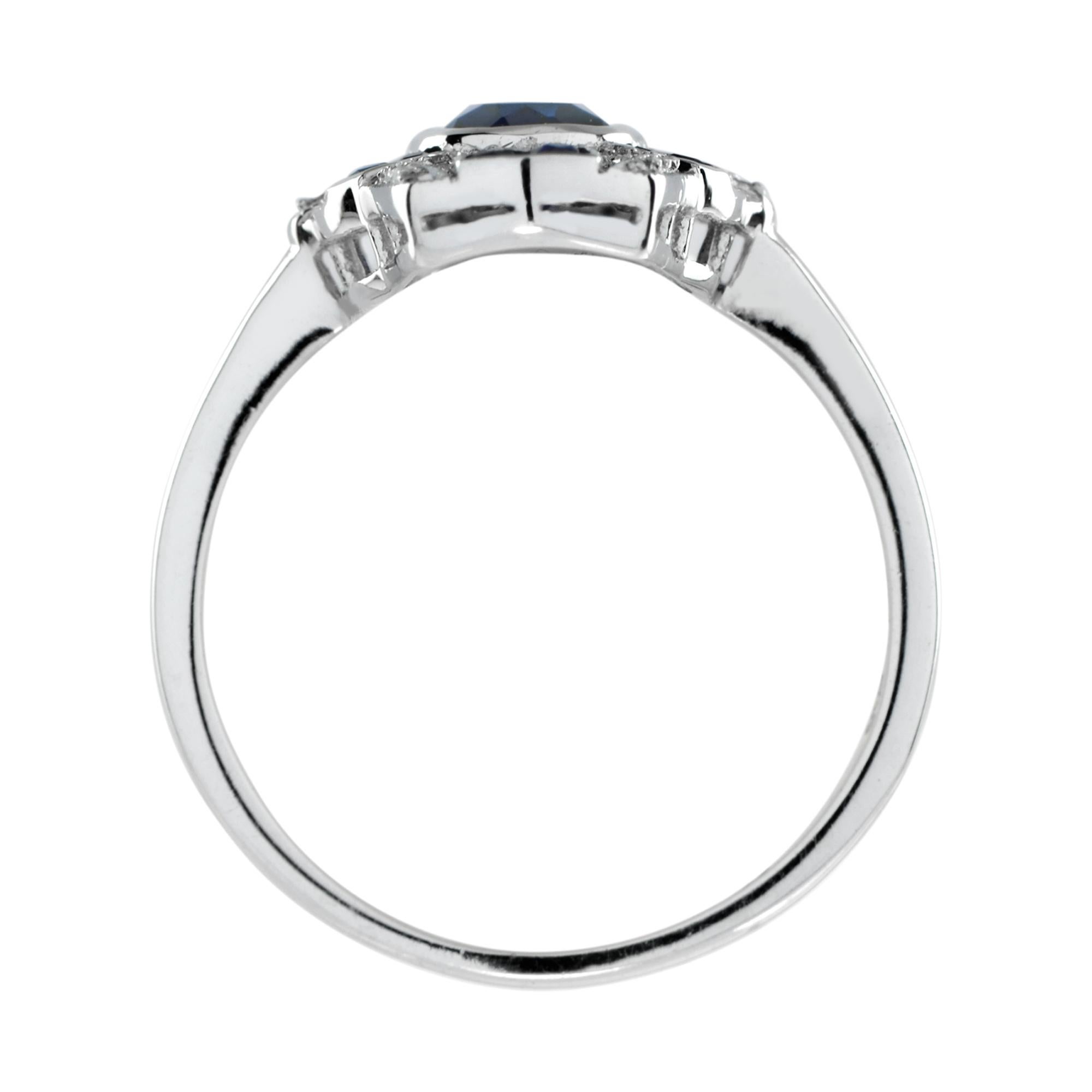 For Sale:  Art Deco Style Ceylon and Diamond Ring in Platinum 5