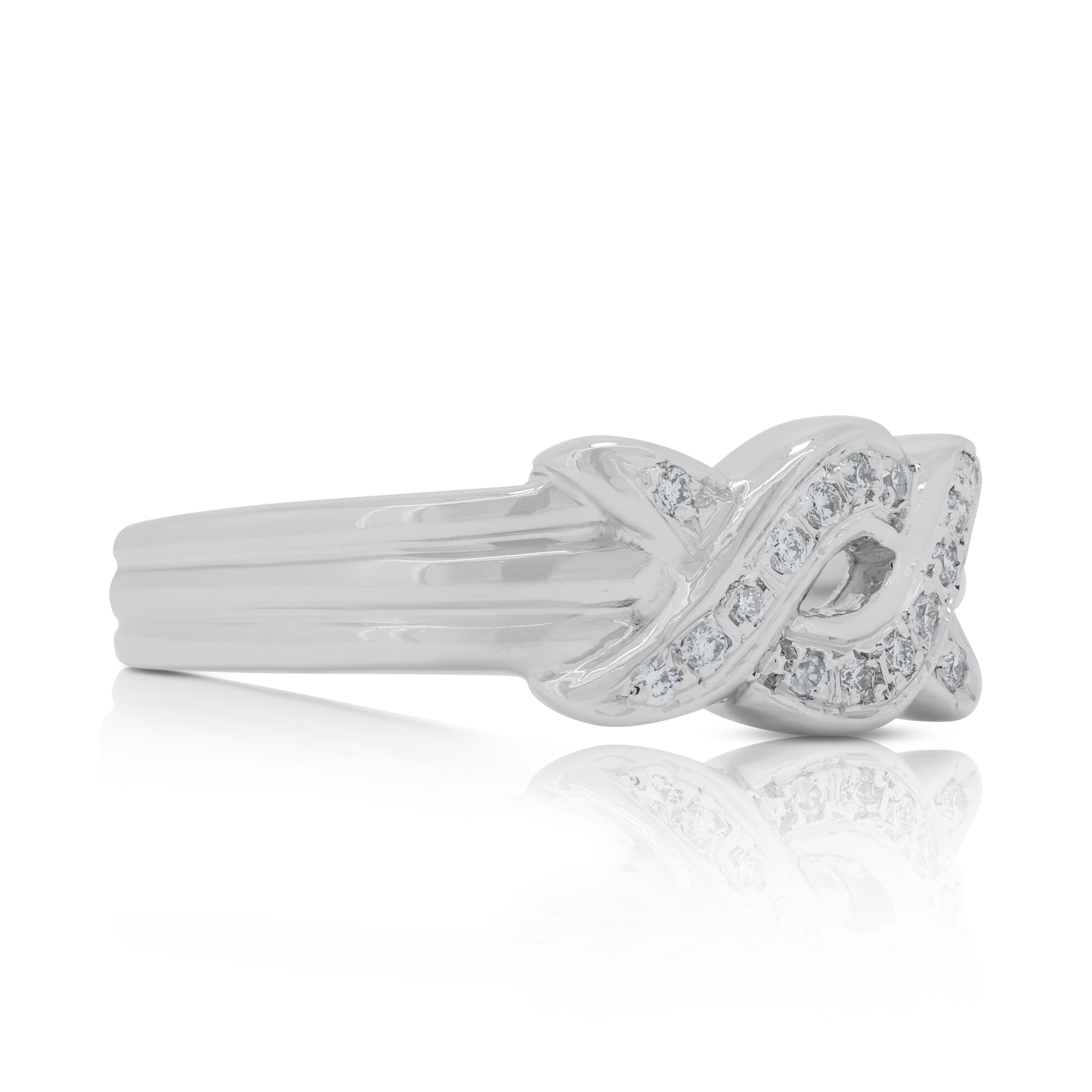 Anello Majestic con diamanti da 0,16 carati in oro bianco 18 carati In condizioni ottime in vendita a רמת גן, IL