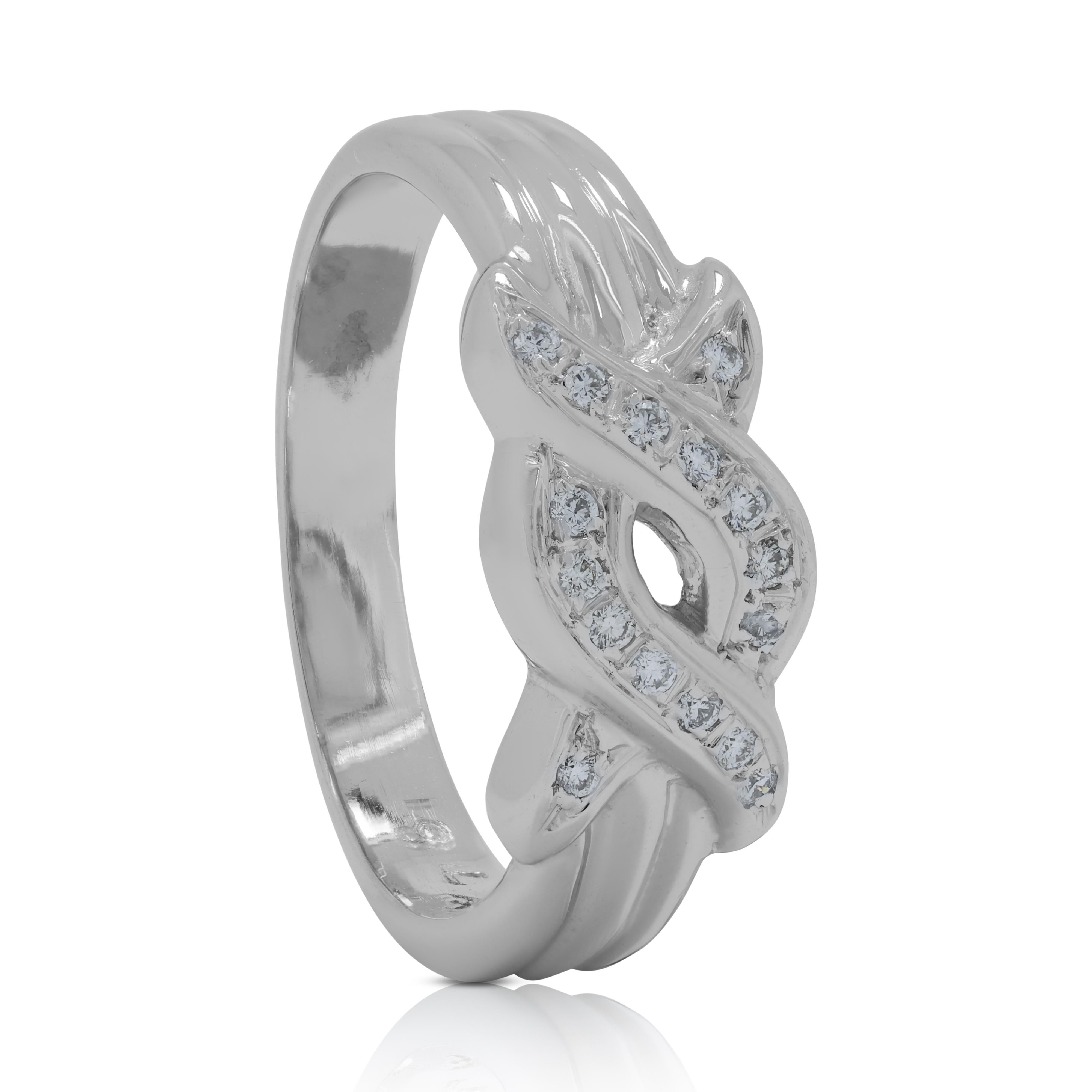 Anello Majestic con diamanti da 0,16 carati in oro bianco 18 carati in vendita 2