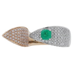 Majestic 0.47ct Emerald Ring with Diamonds in 18K White & Rose Gold 