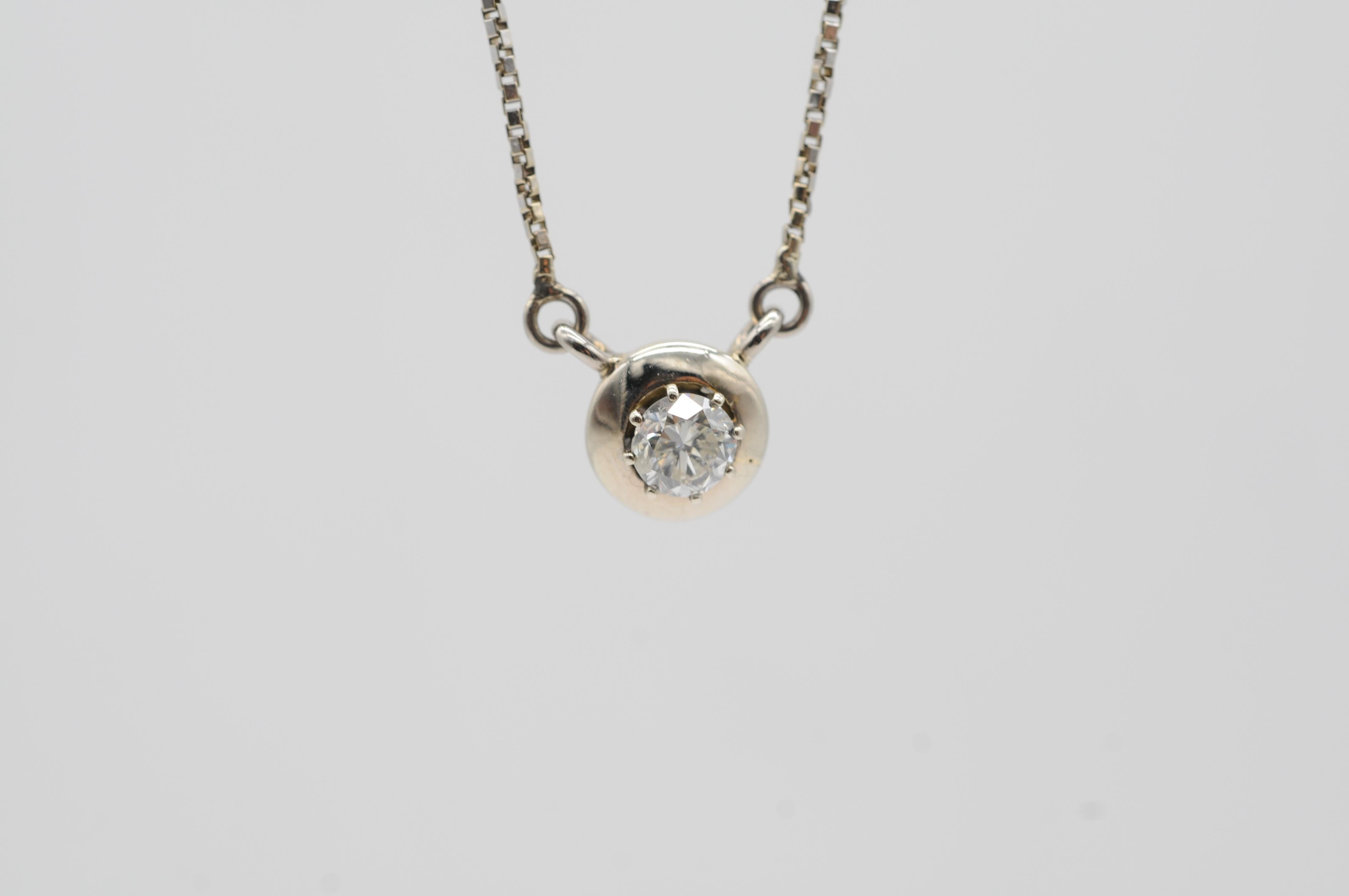 Diamant 0.50ct Halskette in 14k Weißgold (Alteuropäischer Schliff) im Angebot