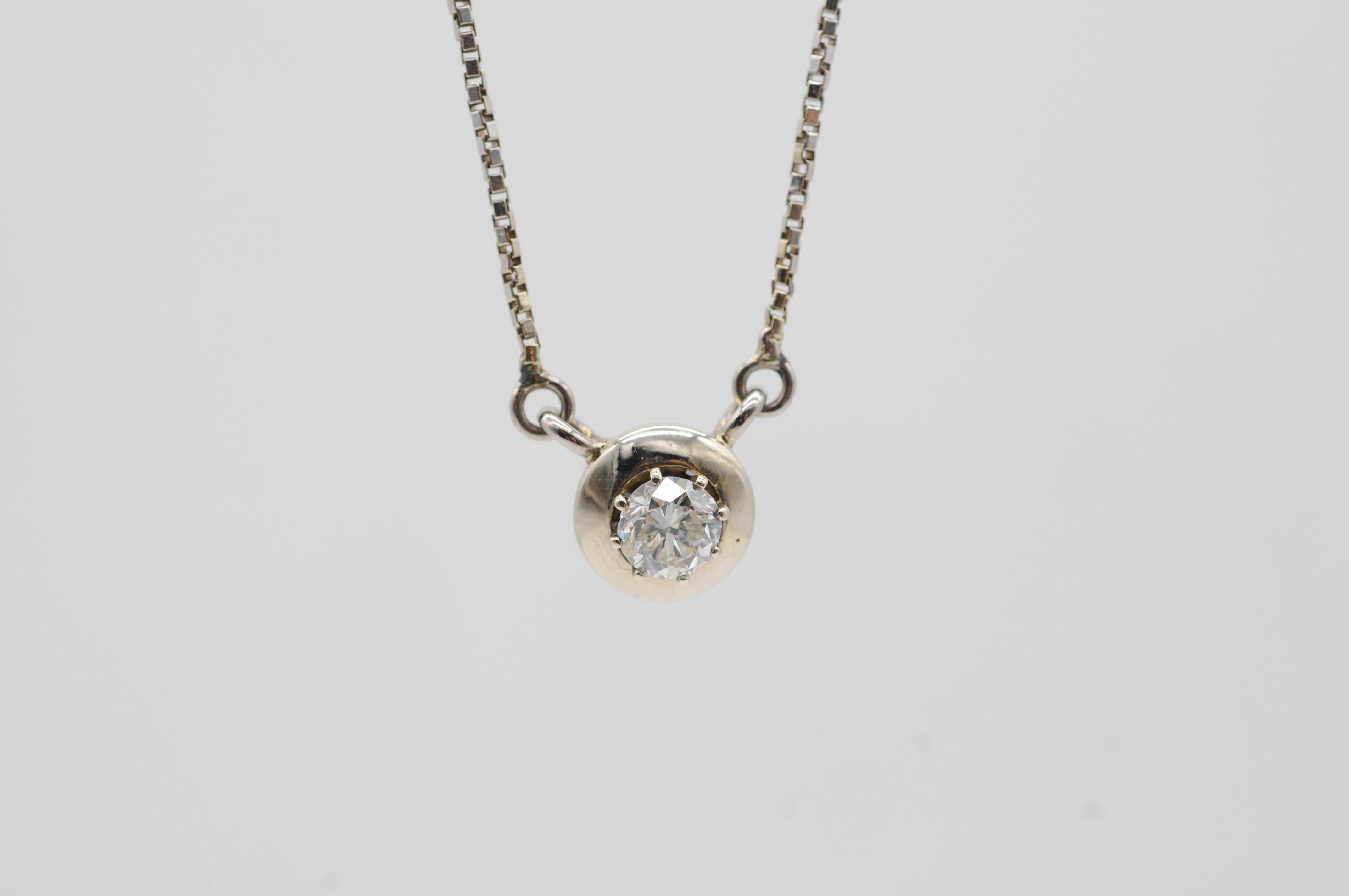 Diamant 0.50ct Halskette in 14k Weißgold im Zustand „Gut“ im Angebot in Berlin, BE