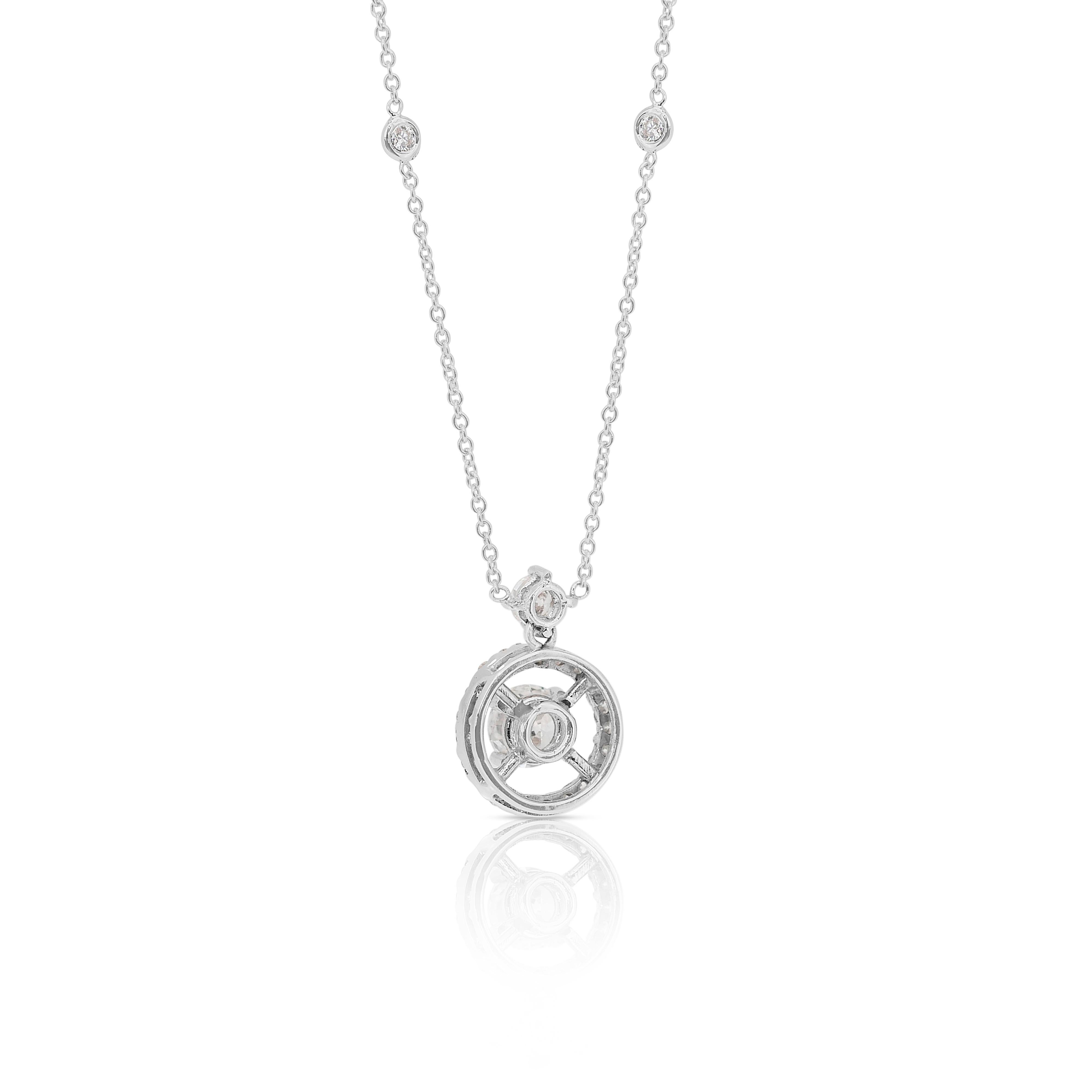 Luminous 1.16ct Diamonds Necklace with Pendant in 18k White Gold - IGI Certified 3