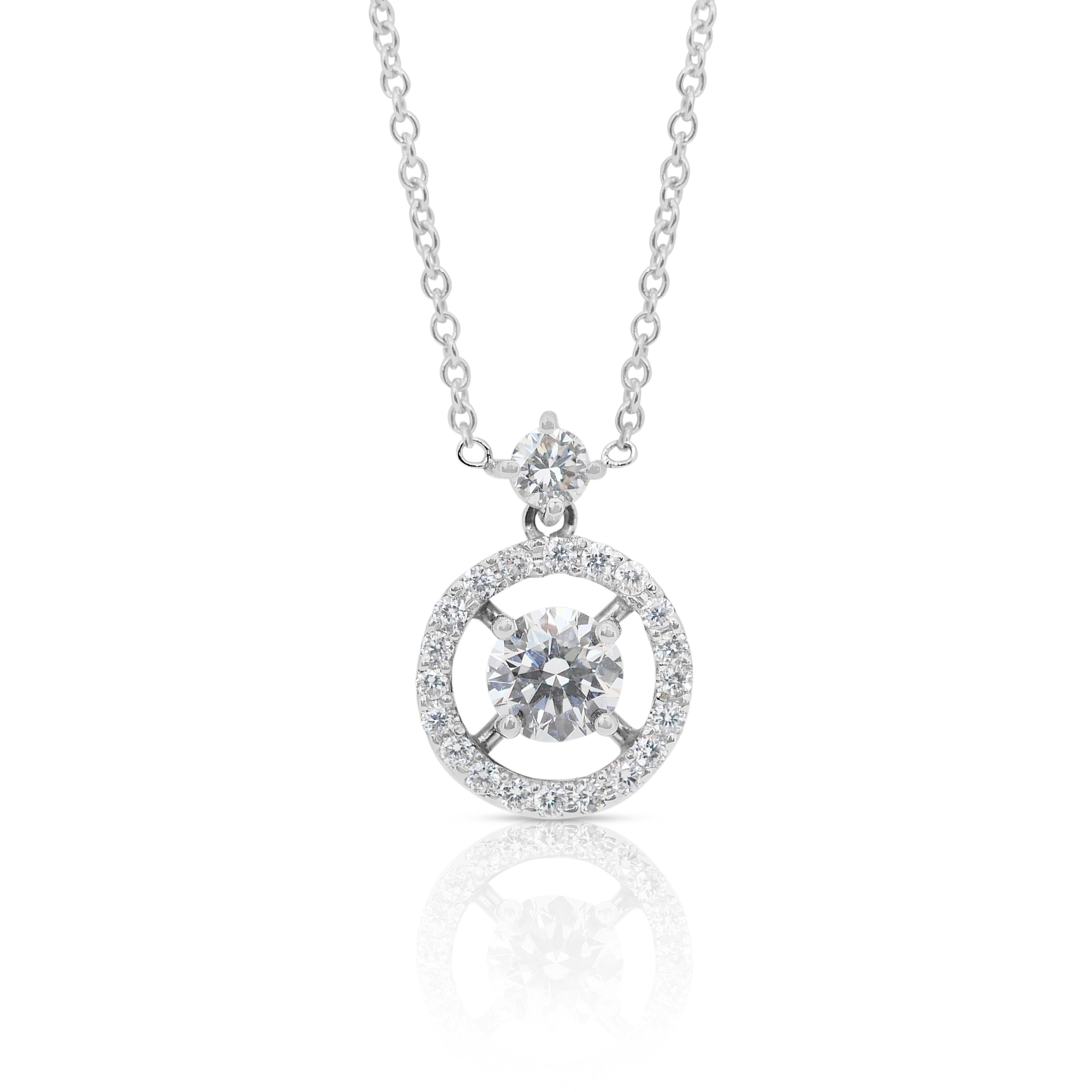 Round Cut Luminous 1.16ct Diamonds Necklace with Pendant in 18k White Gold - IGI Certified