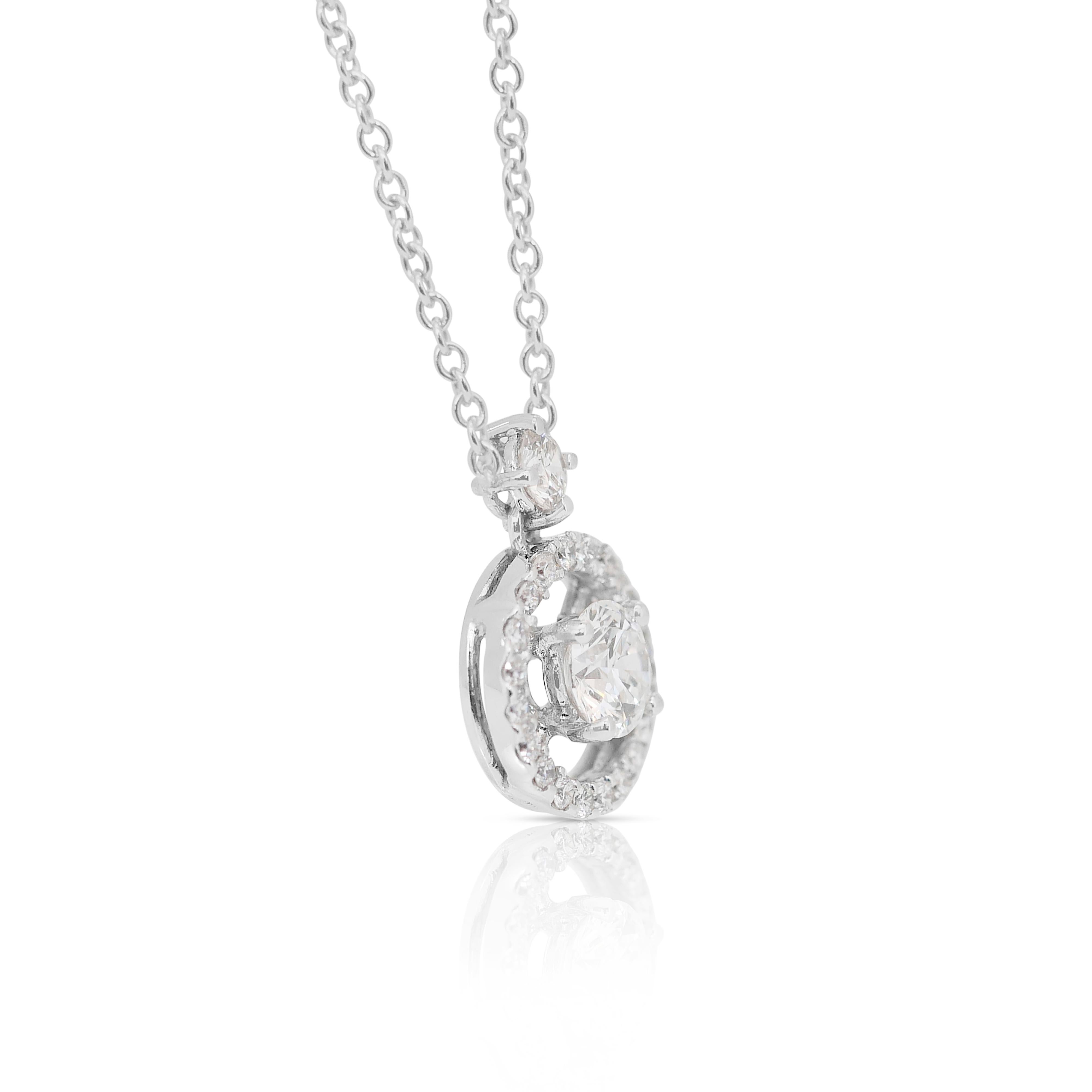 Luminous 1.16ct Diamonds Necklace with Pendant in 18k White Gold - IGI Certified 1