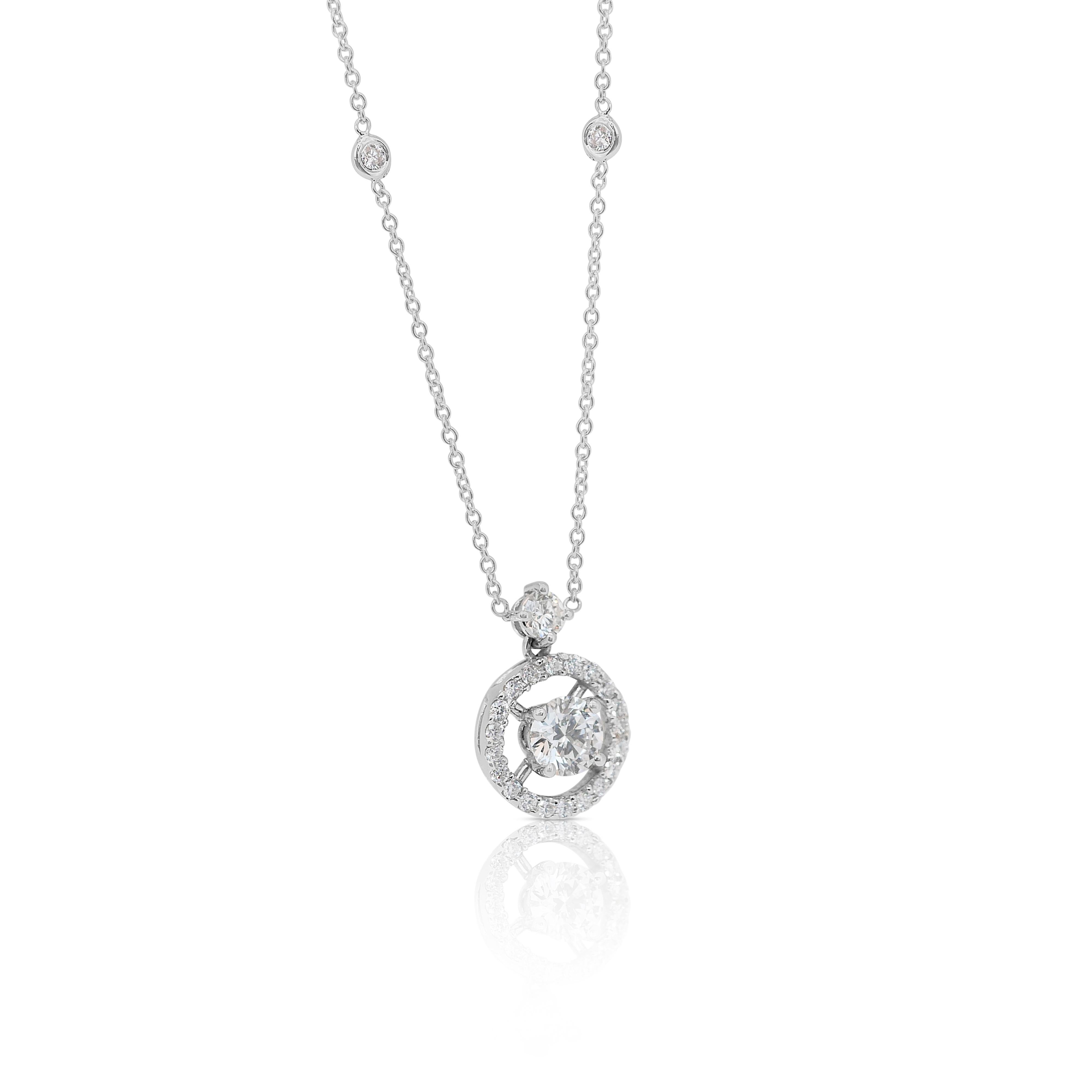 Luminous 1.16ct Diamonds Necklace with Pendant in 18k White Gold - IGI Certified 2