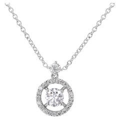 Majestueux collier avec pendentif en or blanc 18 carats et diamants 0,96 carat 