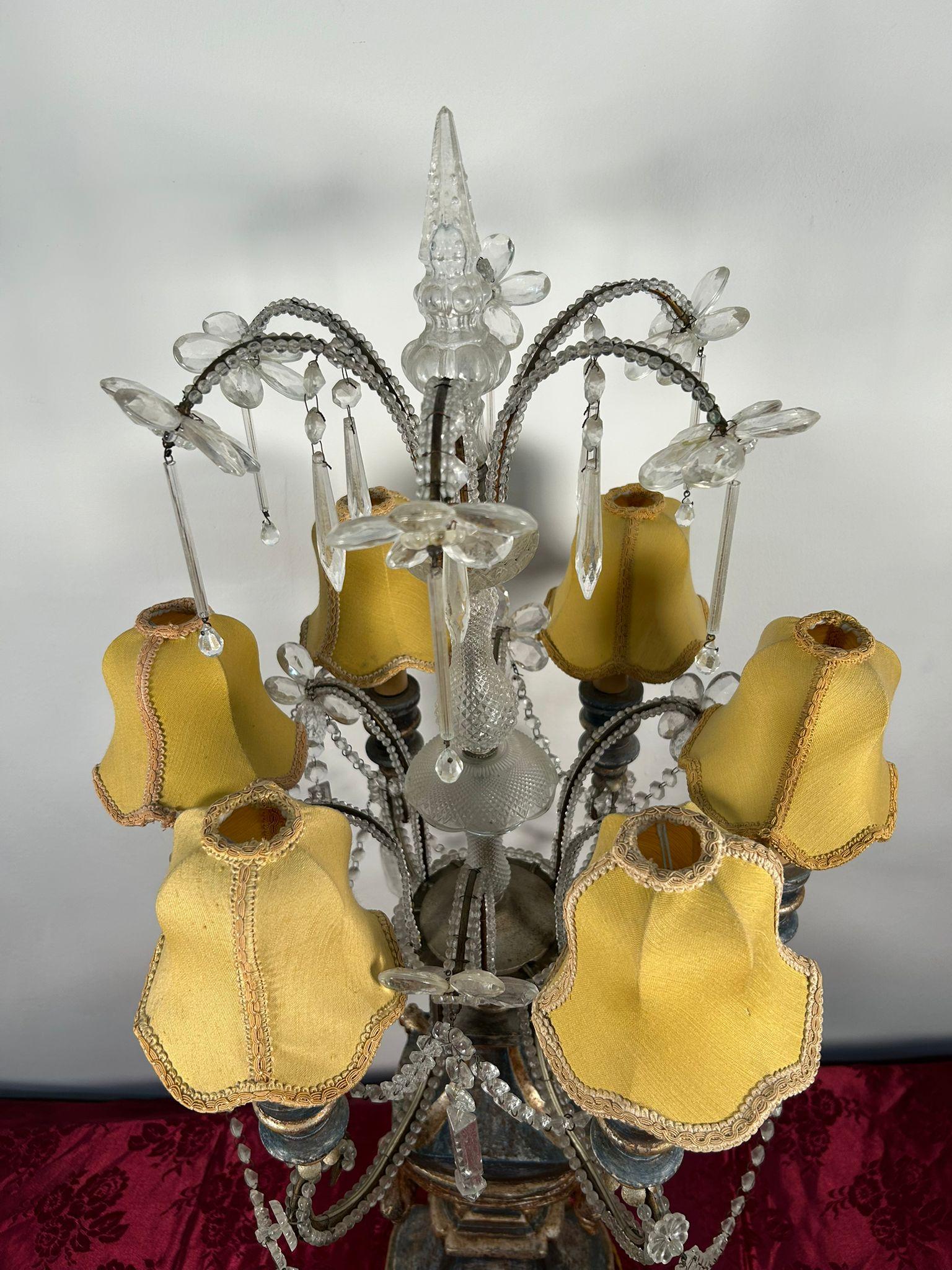 Majestuosa araña francesa de 8 luces y cristal de Bohemia de 100 cm, años 40 en venta 4