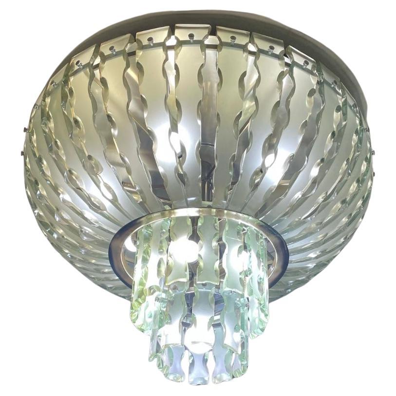 Majestic lampadario a 13 luci in vetro di Murano attribuito a Fontana Arte anni '70
