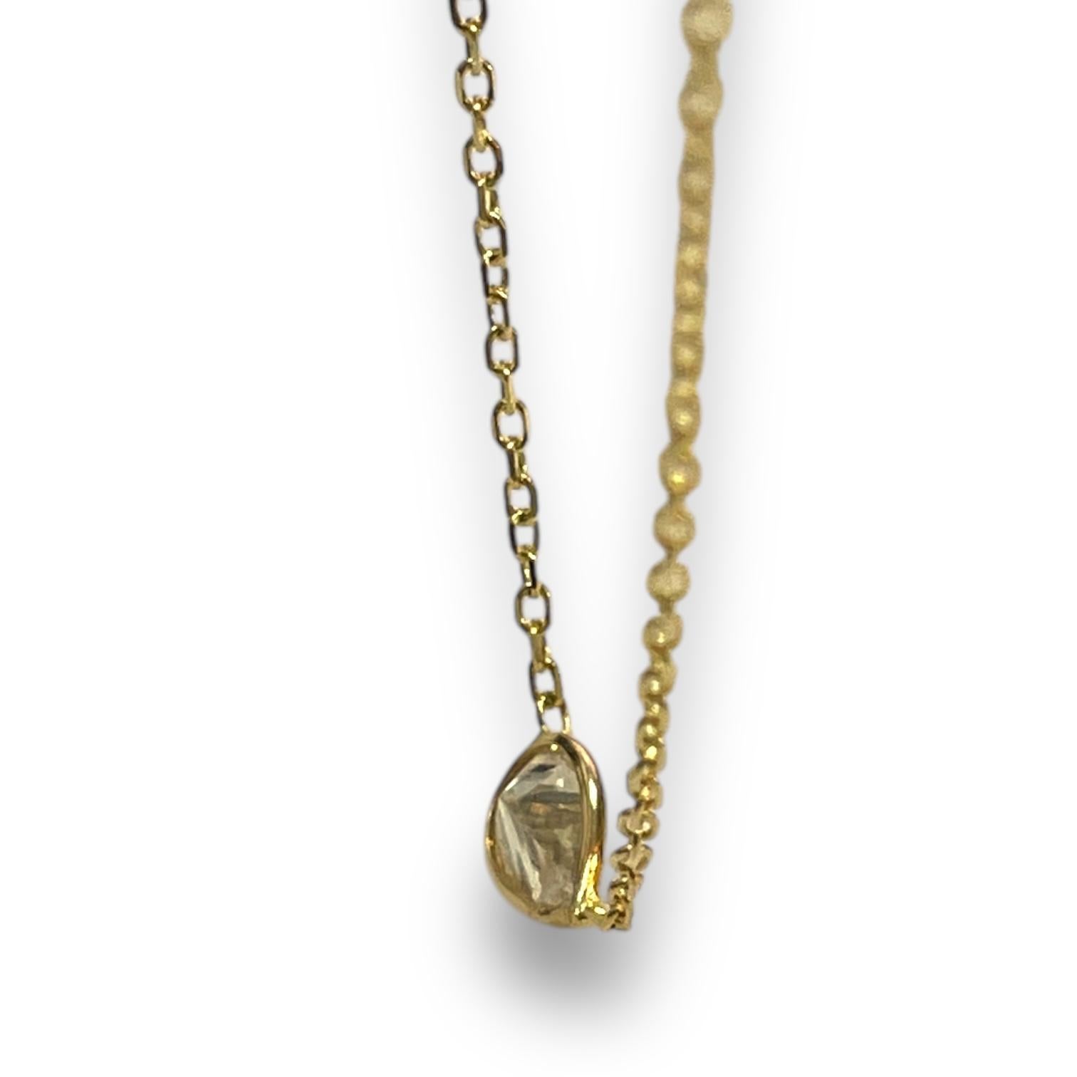 Majestic 14K Yellow Gold 0.85ct Natural Diamond Bezeled Necklace In New Condition For Sale In New York, NY
