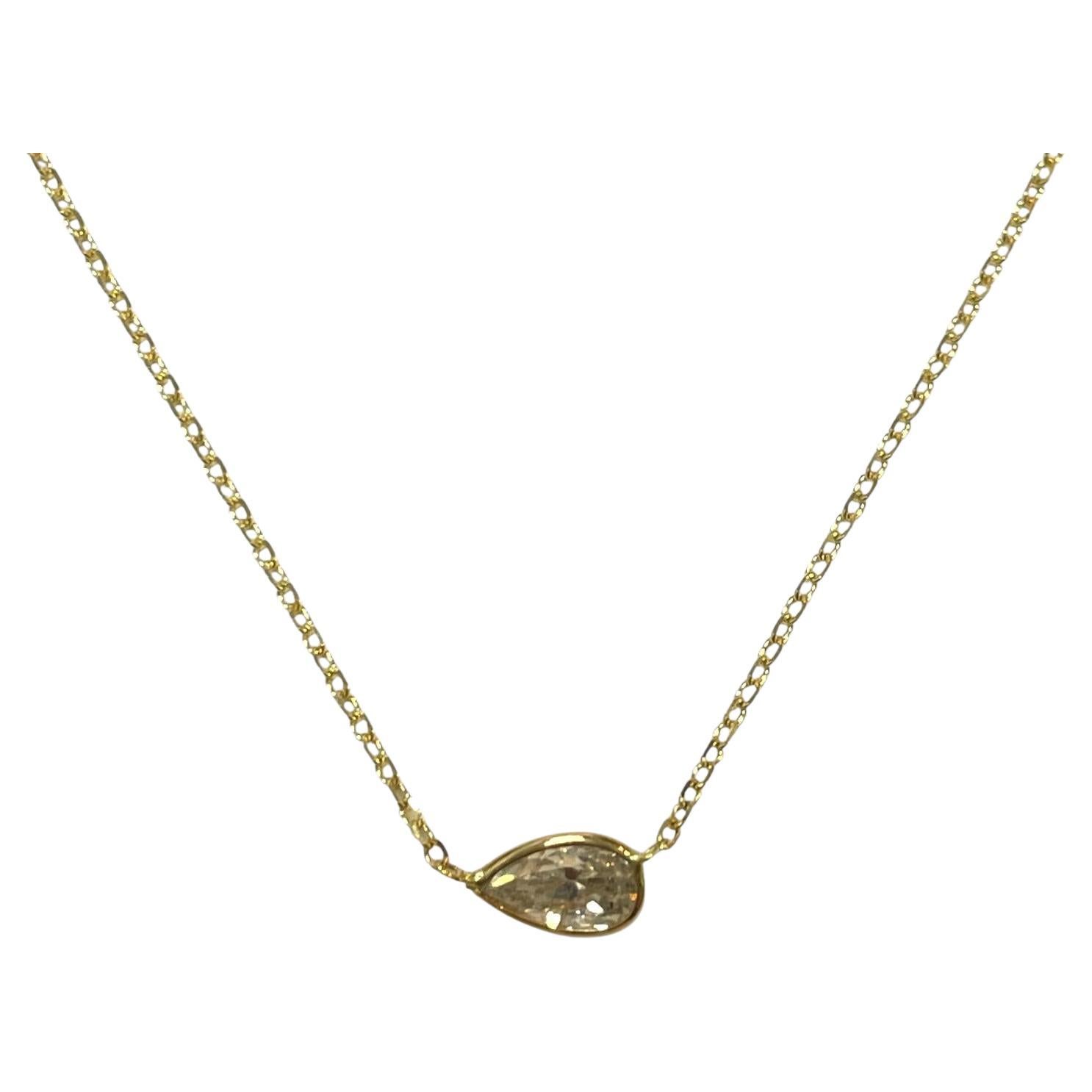 Majestic 14K Yellow Gold 0.85ct Natural Diamond Bezeled Necklace