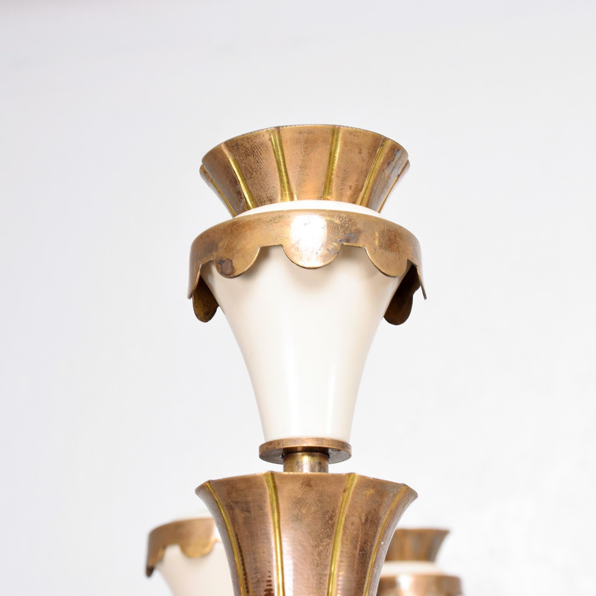  Chandelier Sixteen Arm Sculptural Brass Scallop Fontana Arte Modern Italy 1950s 3