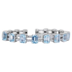 Majestic 16.6ct Emerald Cut Blue Topaz Bracelet