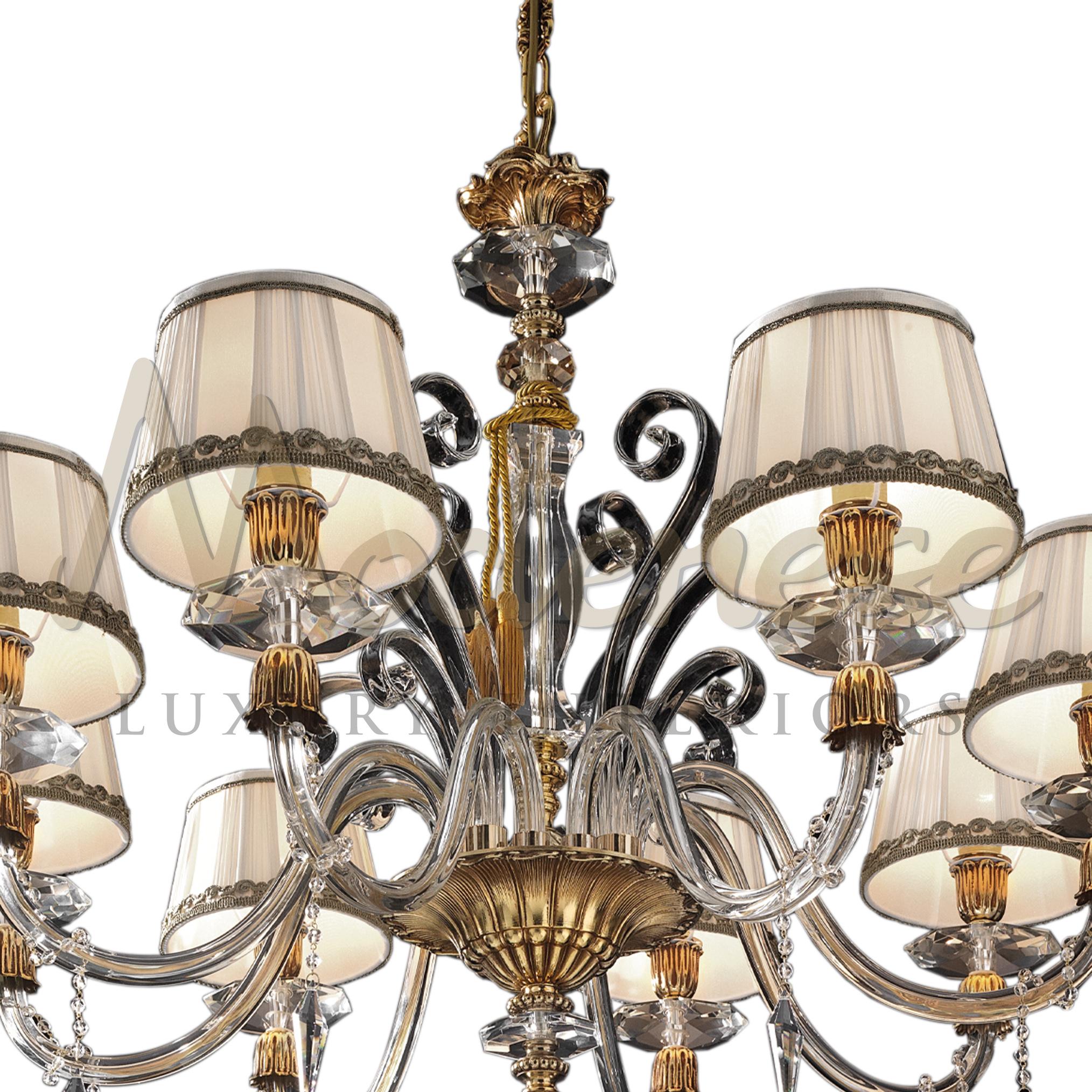 Baroque Majestic 18 Lights Chandelier Paired with Shade, Transparent Crystal and Amber For Sale