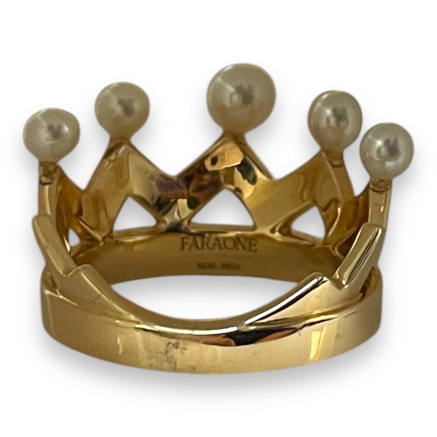 Round Cut Majestic 18K Rose Gold Faraone Crown Ring For Sale