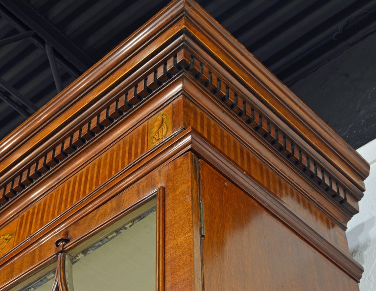 Majestic 19th Century English George III Inlaid Mahogany Breakfront Bookcase 3