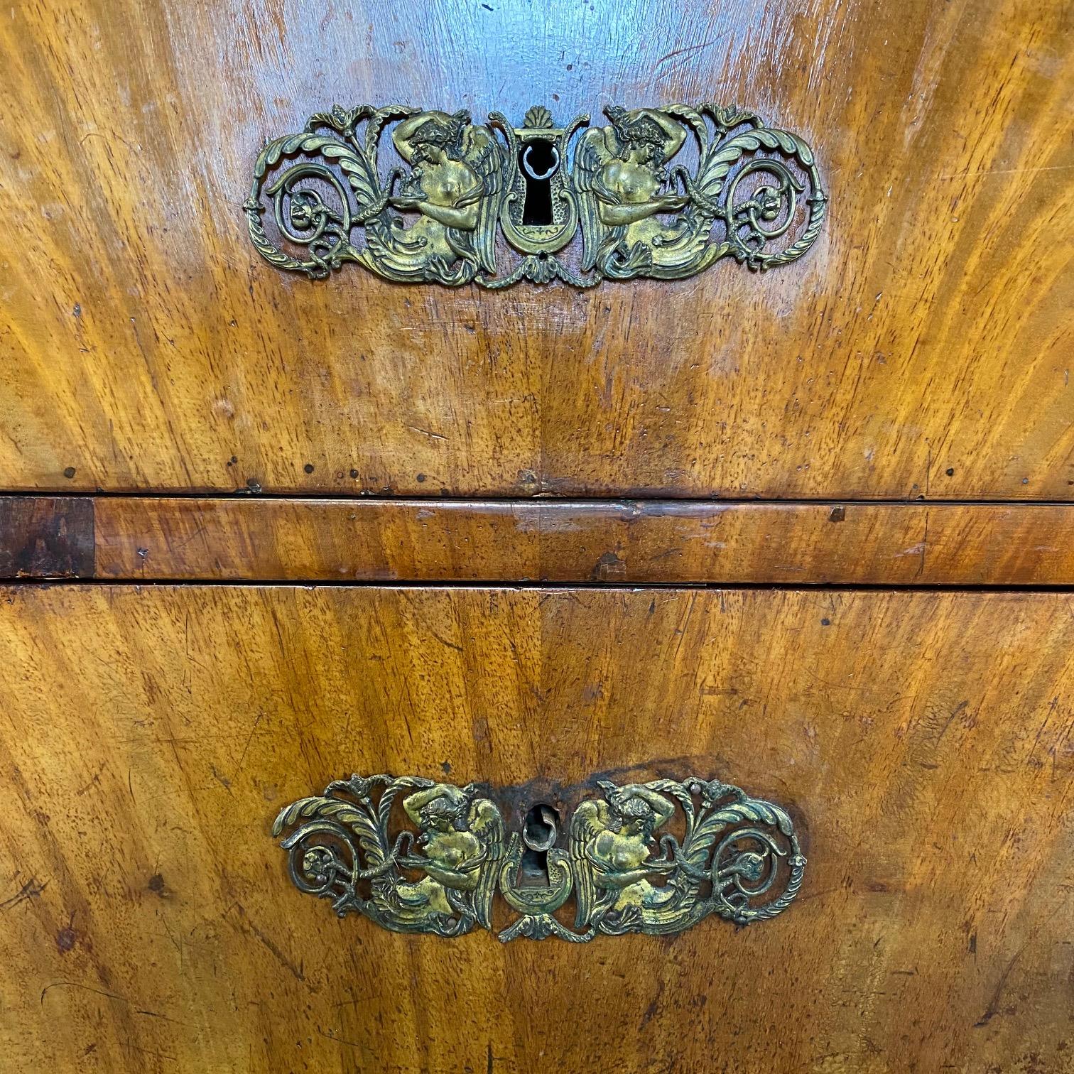 Majestic 19th Century French Empire Marble Top Commode Chest of Drawers For Sale 8