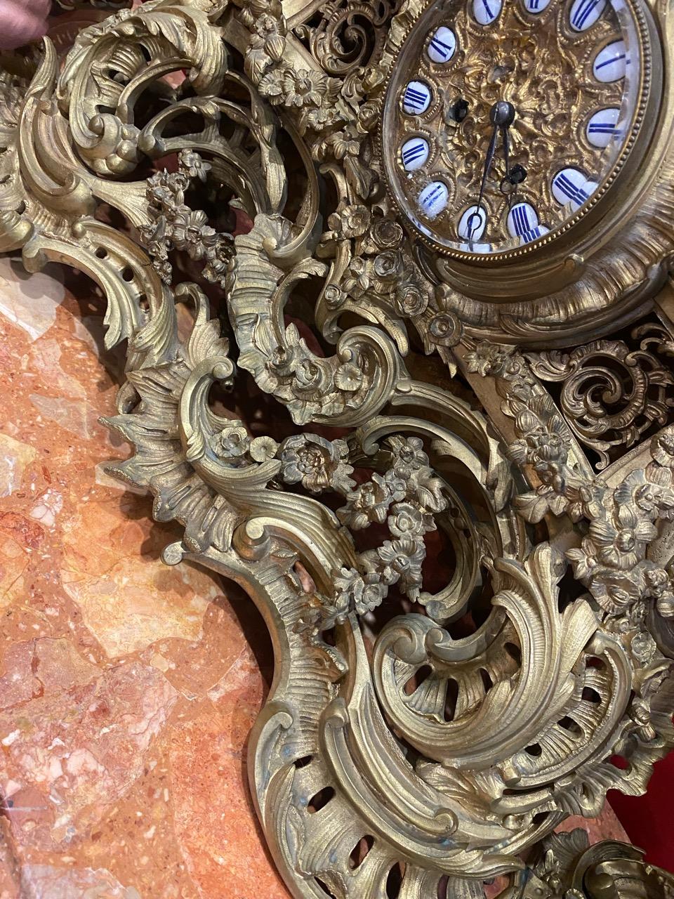 Majestic 19th Century French Gilt Bronze Candelabras and Clock Garniture 14