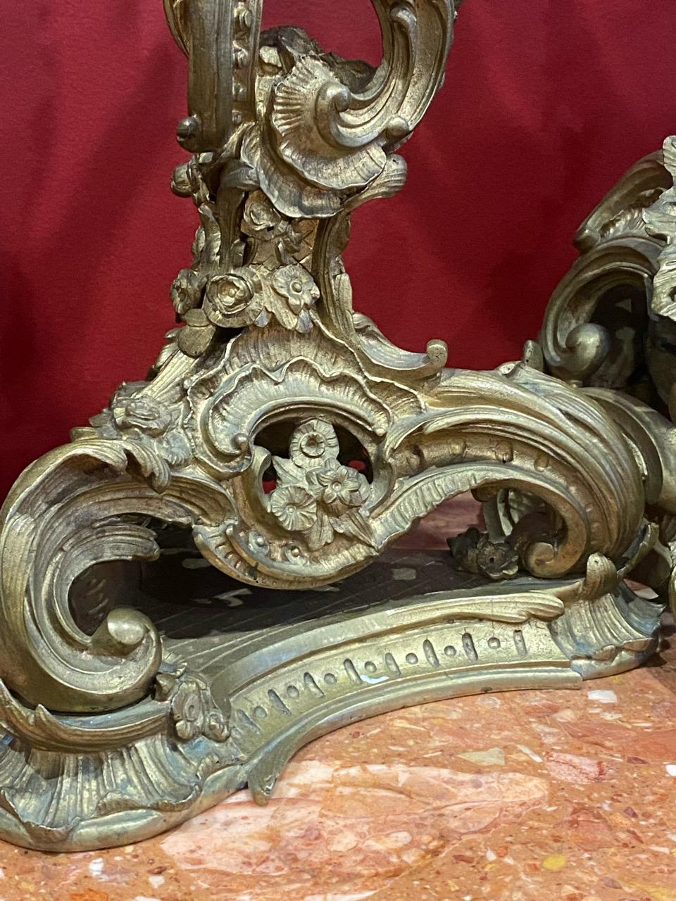 Hand-Carved Majestic 19th Century French Gilt Bronze Candelabras and Clock Garniture For Sale